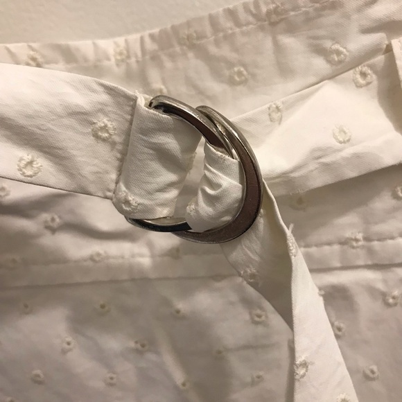 NWT Theory Eyelet Skirt 8 white defects belt a-line cotton - Picture 4 of 13